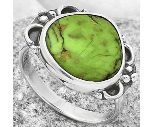 Natural Green Matrix Turquoise Ring size-8 SDR168968 R-1103, 14x14 mm