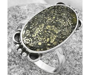 Natural Nipomo Marcasite Agate Ring size-8.5 SDR168996 R-1103, 12x21 mm