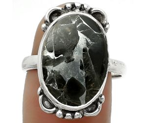 Natural Obsidian And Zinc Ring size-8.5 SDR169017 R-1103, 13x18 mm