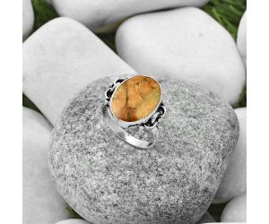 Natural Coral Jasper Ring size-7 SDR169038 R-1105, 12x16 mm