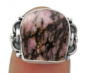 Natural Rhodonite Ring size-7 SDR169044 R-1105, 13x14 mm