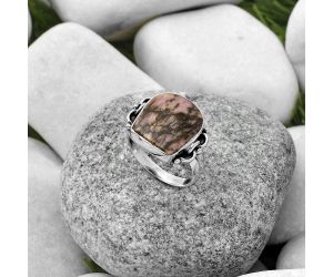 Natural Rhodonite Ring size-7 SDR169044 R-1105, 13x14 mm