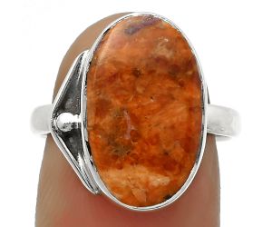 Natural Red Sponge Coral Ring size-8 SDR169089 R-1194, 11x17 mm