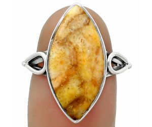 Natural Coral Jasper Ring size-7.5 SDR169133 R-1224, 11x21 mm