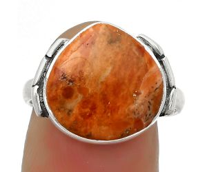 Natural Red Sponge Coral Ring size-8.5 SDR169216 R-1128, 14x14 mm