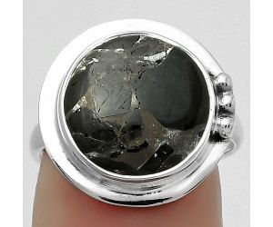 Natural Obsidian And Zinc Ring size-7 SDR169257 R-1225, 13x13 mm