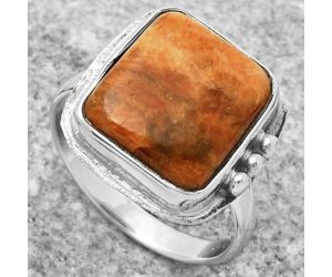 Natural Red Sponge Coral Ring size-7 SDR169268 R-1225, 12x13 mm