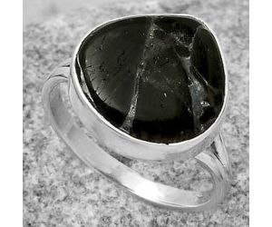 Natural Obsidian And Zinc Ring size-8.5 SDR169347 R-1002, 14x14 mm