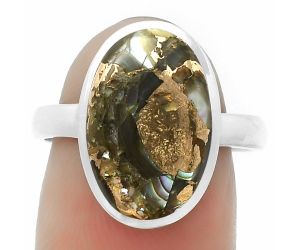 Natural Copper Abalone Shell Ring size-8 SDR169515 R-1004, 10x15 mm