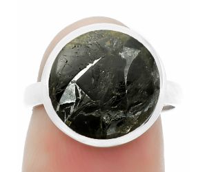 Natural Obsidian And Zinc Ring size-7 SDR169532 R-1004, 13x13 mm