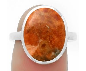 Natural Red Sponge Coral Ring size-8.5 SDR169556 R-1004, 12x16 mm