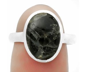 Natural Obsidian And Zinc Ring size-8 SDR169569 R-1004, 10x13 mm
