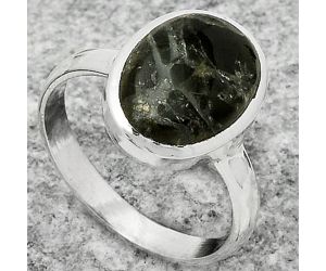 Natural Obsidian And Zinc Ring size-8 SDR169569 R-1004, 10x13 mm
