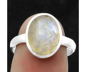 Natural Rainbow Moonstone - India Ring size-7.5 SDR169589 R-1004, 9x12 mm