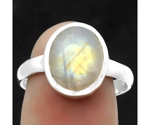 Natural Rainbow Moonstone - India Ring size-8 SDR169593 R-1004, 9x11 mm