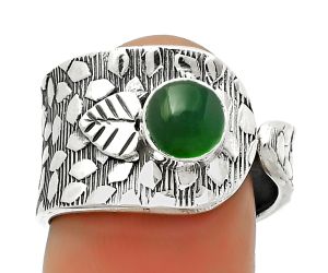 Adjustable - Natural Green Onyx Ring size-7.5 SDR169892 R-1319, 6x6 mm