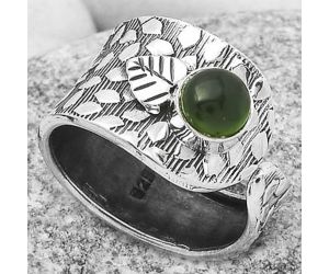 Adjustable - Natural Green Onyx Ring size-7.5 SDR169892 R-1319, 6x6 mm