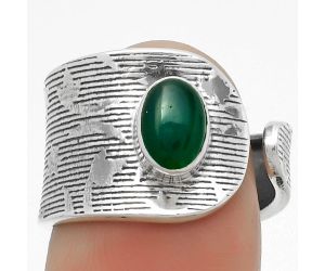 Adjustable - Natural Green Onyx Ring size-6.5 SDR169987 R-1319, 5x7 mm