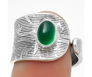Adjustable - Natural Green Onyx Ring size-7 SDR170004 R-1319, 5x7 mm