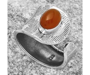 Adjustable - Natural Carnelian Ring size-6.5 SDR170007 R-1319, 6x8 mm