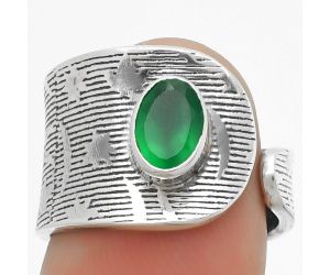 Adjustable - Natural Green Onyx Ring size-6.5 SDR170035 R-1319, 5x7 mm