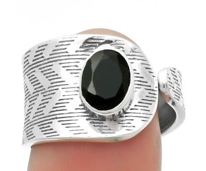 Adjustable - Black Onyx - Brazil Ring size-7.5 SDR170121 R-1319, 6x8 mm