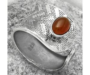 Adjustable - Natural Carnelian Ring size-7.5 SDR170135 R-1319, 5x7 mm