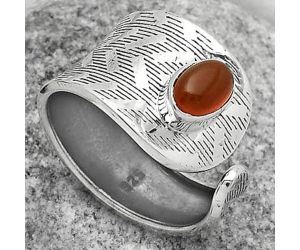 Adjustable - Natural Carnelian Ring size-7.5 SDR170138 R-1319, 5x7 mm