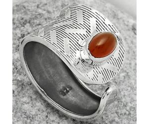 Adjustable - Natural Carnelian Ring size-8.5 SDR170139 R-1319, 5x7 mm