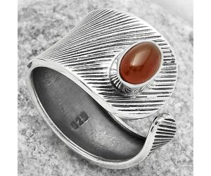 Adjustable - Natural Carnelian Ring size-8 SDR170150 R-1319, 5x7 mm