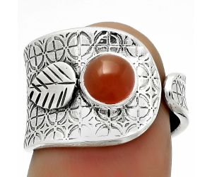 Adjustable - Natural Carnelian Ring size-7.5 SDR170257 R-1319, 6x6 mm