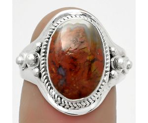 Natural Red Moss Agate Ring size-8 SDR170281 R-1420, 9x14 mm