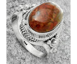 Natural Red Moss Agate Ring size-8 SDR170281 R-1420, 9x14 mm