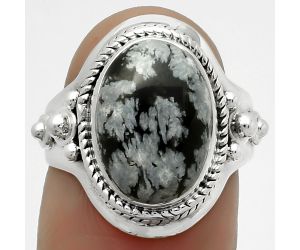 Natural Snow Flake Obsidian Ring size-7 SDR170294 R-1420, 10x13 mm