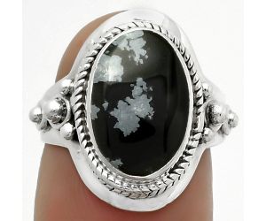 Natural Snow Flake Obsidian Ring size-6.5 SDR170298 R-1420, 9x13 mm