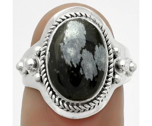 Natural Snow Flake Obsidian Ring size-7 SDR170308 R-1420, 9x13 mm