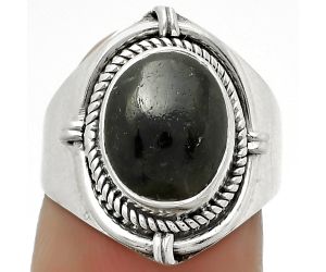 Natural Nuummite Ring size-6.5 SDR170419 R-1539, 9x11 mm