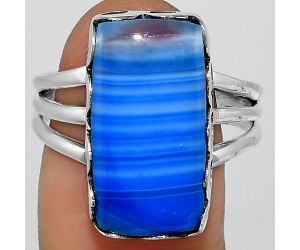 Natural Blue Botswana Agate Ring size-9 SDR170631, 10x19 mm
