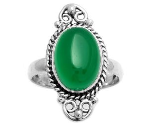 Natural Green Onyx Ring size-8.5 SDR170632 R-1500, 10x14 mm