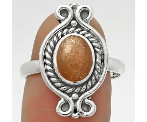 Natural Sunstone - Namibia Ring size-8.5 SDR170728 R-1108, 7x9 mm