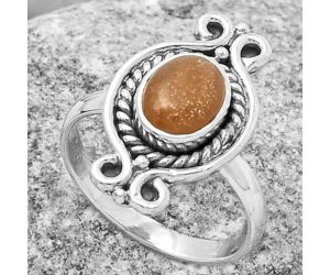 Natural Sunstone - Namibia Ring size-8.5 SDR170728 R-1108, 7x9 mm
