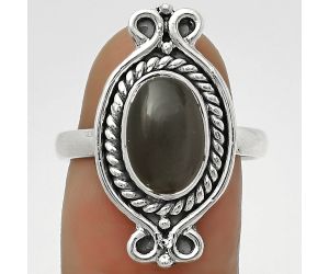 Natural Gray Moonstone Ring size-8.5 SDR170734 R-1108, 7x11 mm