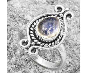 Natural Rainbow Moonstone - India Ring size-7.5 SDR170764 R-1108, 7x10 mm