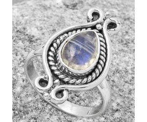 Natural Rainbow Moonstone - India Ring size-7 SDR170770 R-1108, 7x10 mm