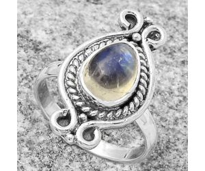 Natural Rainbow Moonstone - India Ring size-7 SDR170773 R-1108, 7x10 mm