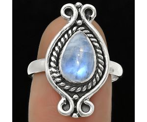 Natural Rainbow Moonstone - India Ring size-7.5 SDR170778 R-1108, 7x10 mm