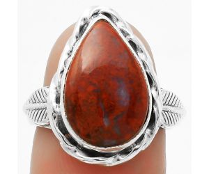 Natural Red Moss Agate Ring size-7 SDR170931 R-1083, 10x16 mm