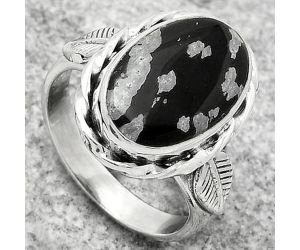 Natural Snow Flake Obsidian Ring size-7.5 SDR170974 R-1083, 10x16 mm