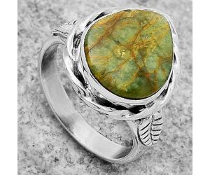 Natural Turkish Rainforest Chrysocolla Ring size-8 SDR170975 R-1083, 12x15 mm