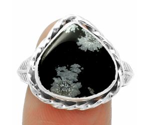 Natural Snow Flake Obsidian Ring size-9 SDR170977 R-1083, 14x14 mm